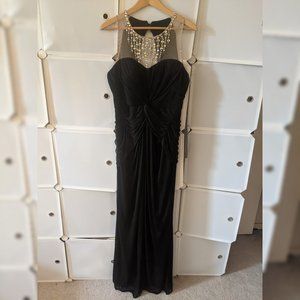 Black Adrianna Papell Illusion Neckline Gown